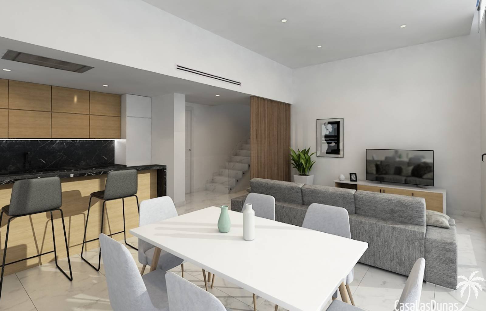 Am Rande des Salzsees von Torrevieja, in einer gewachsenen Wohngegend, finden wir dieses neue Projekt aus 4 individuellen Villen. Die Häuser sind mit