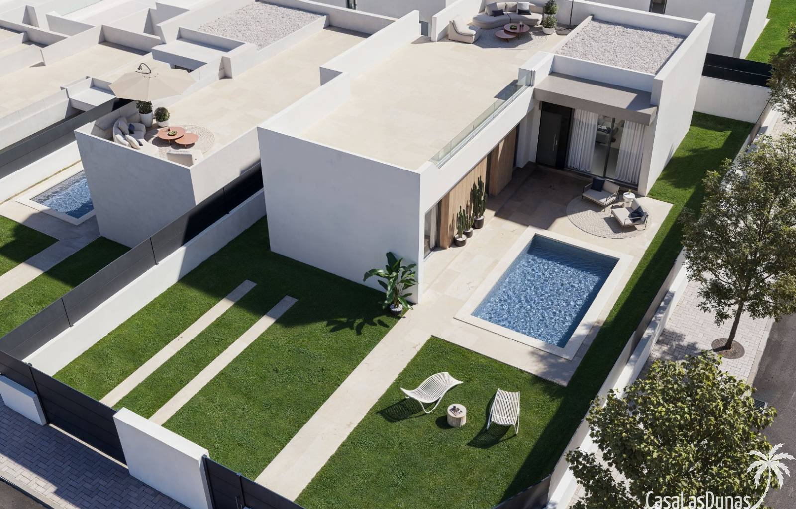 Diese wunderschönen, modernen Villen mit 3 Schlafzimmern und 2 Bädern liegen im sonnigen San Miguel de Salinas. Es handelt sich um eingeschossige Häu