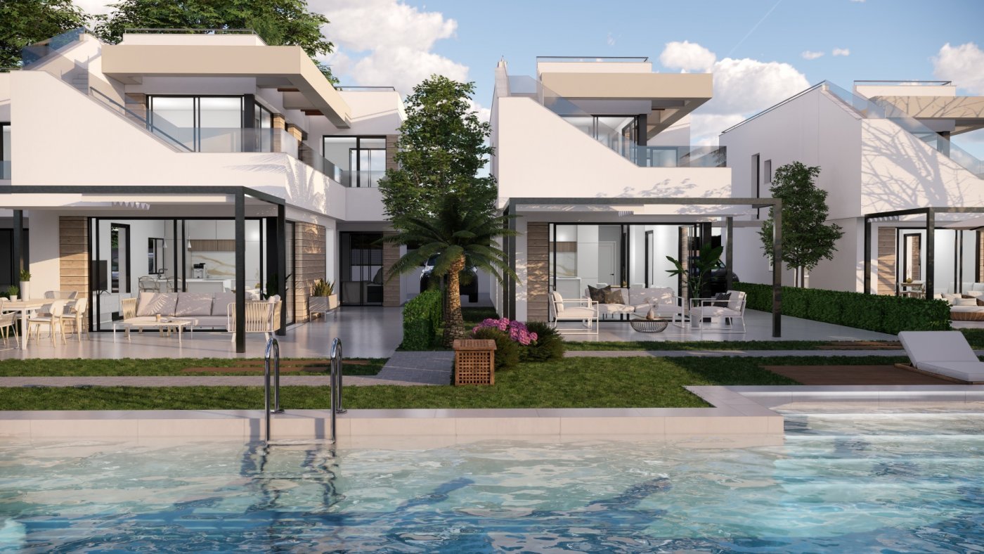 EXKLUSIVE "KEY READY" VILLA IN PILAR DE LA HORADADA am Lo Romero Golfplatz.
 
Diese neue 103m2 Süd-Ost-Villa besteht aus 3 Schl