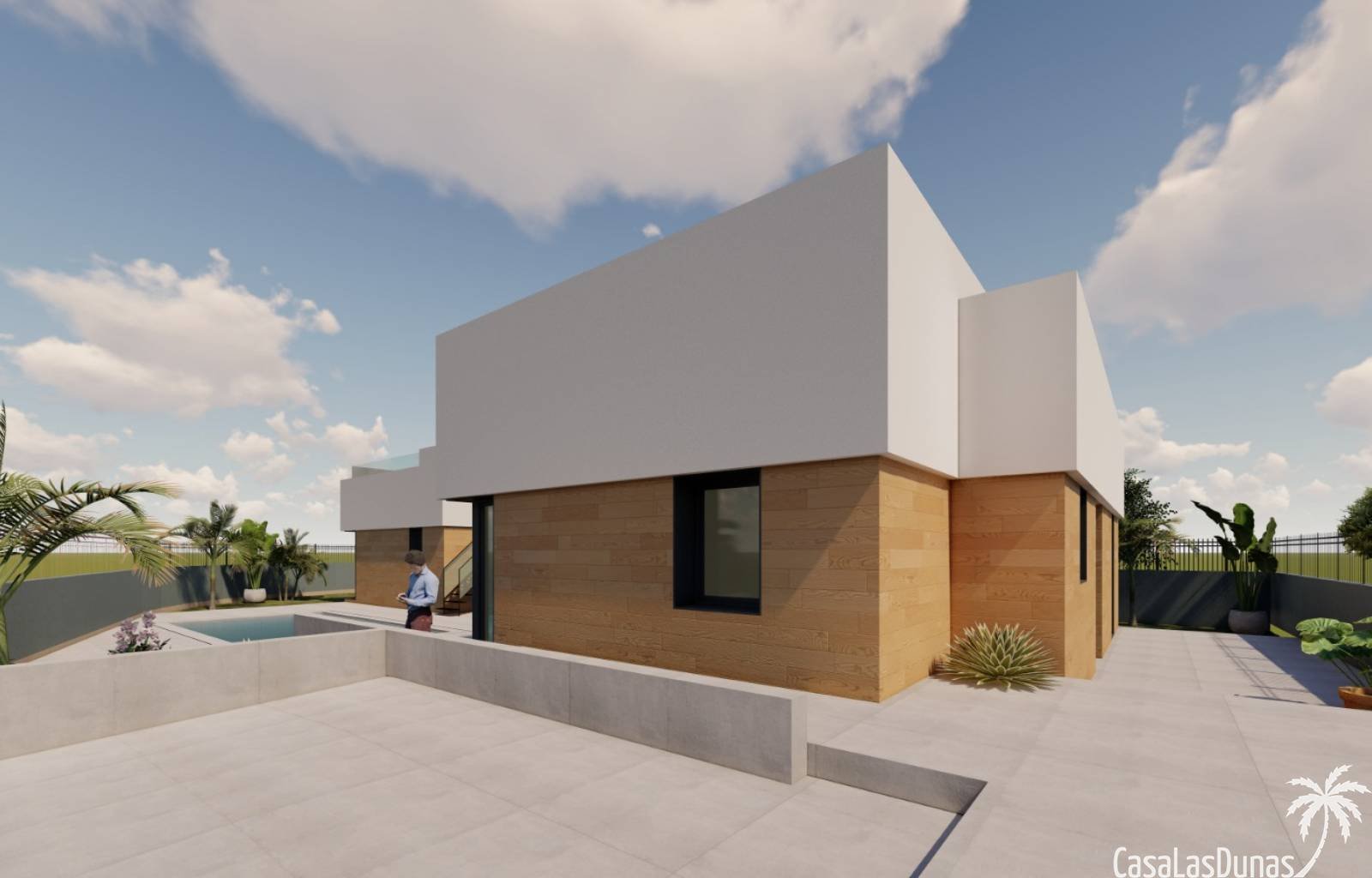 In der Urbanisation La Marina befindet sich diese schöne und geräumige freistehende Villa im Bau. Es steht auf einem knapp 600 m² großen Grundstück u