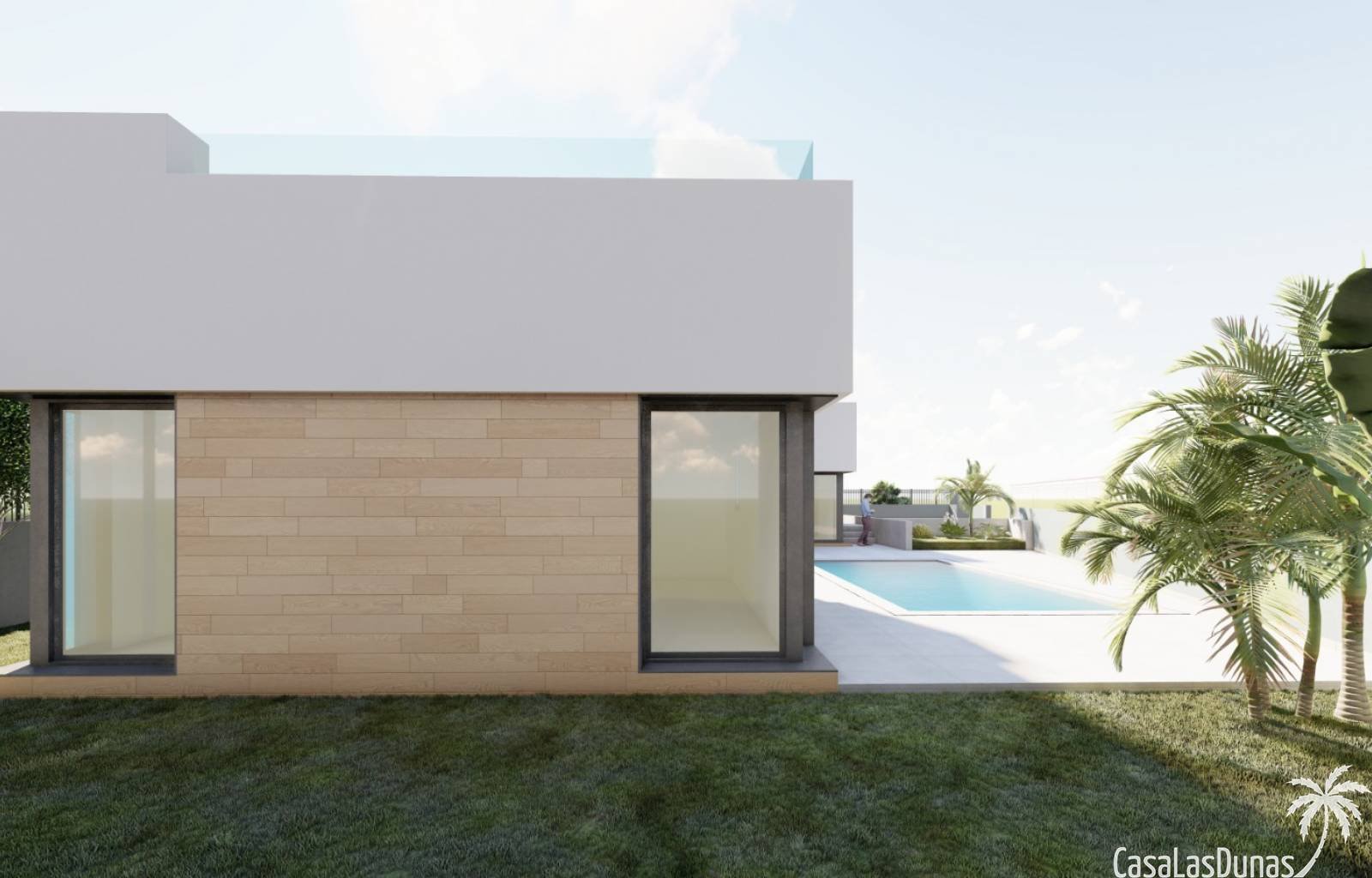 In der Urbanisation La Marina befindet sich diese schöne und geräumige freistehende Villa im Bau. Es steht auf einem knapp 600 m² großen Grundstück u