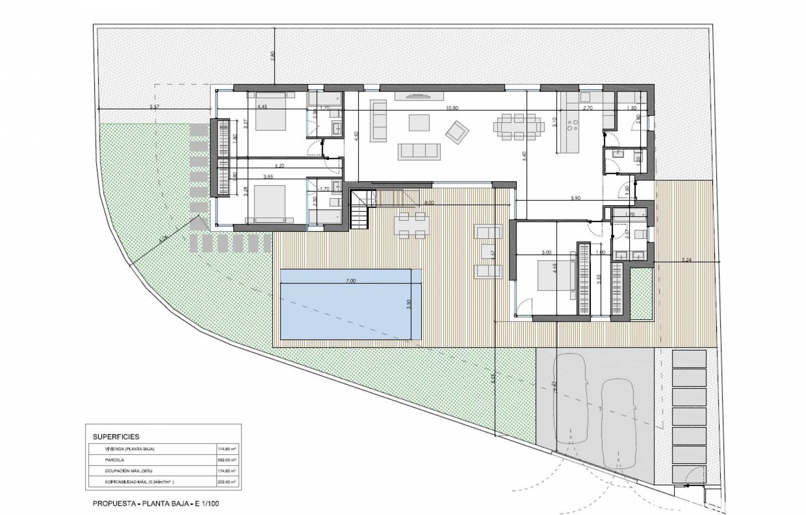 In der Urbanisation La Marina befindet sich diese schöne und geräumige freistehende Villa im Bau. Es steht auf einem knapp 600 m² großen Grundstück u