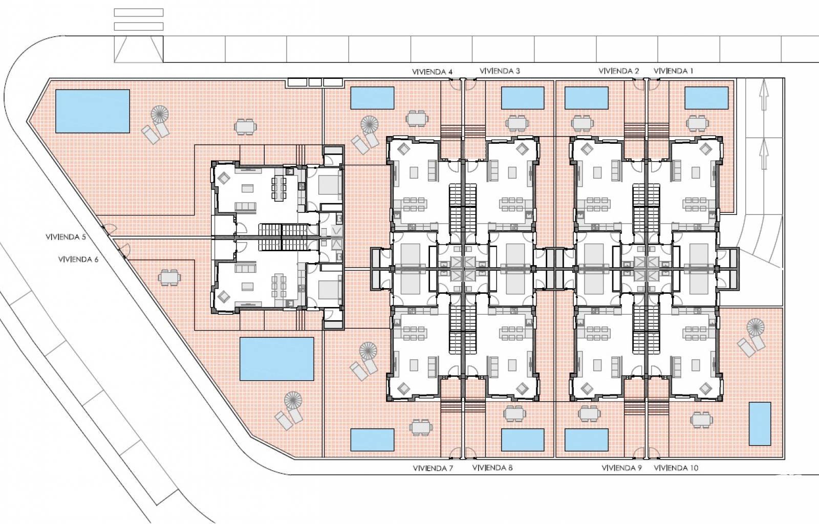 In dem relativ unbekannten Dorf Bigastro werden diese neuen Doppelhaushälften gebaut. Die geräumigen Häuser verfügen über nicht weniger als 4 Schlafz