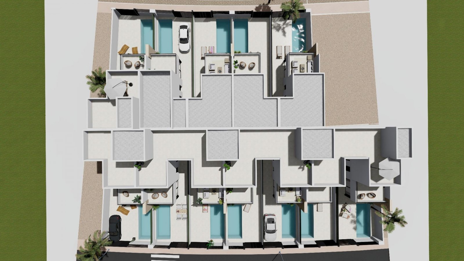 Moderne Reihenhäuser mit privatem Pool in Meeresnähe in Santiago de la Ribera
Das Projekt befindet sich in der Gegend von San Blas in Sa