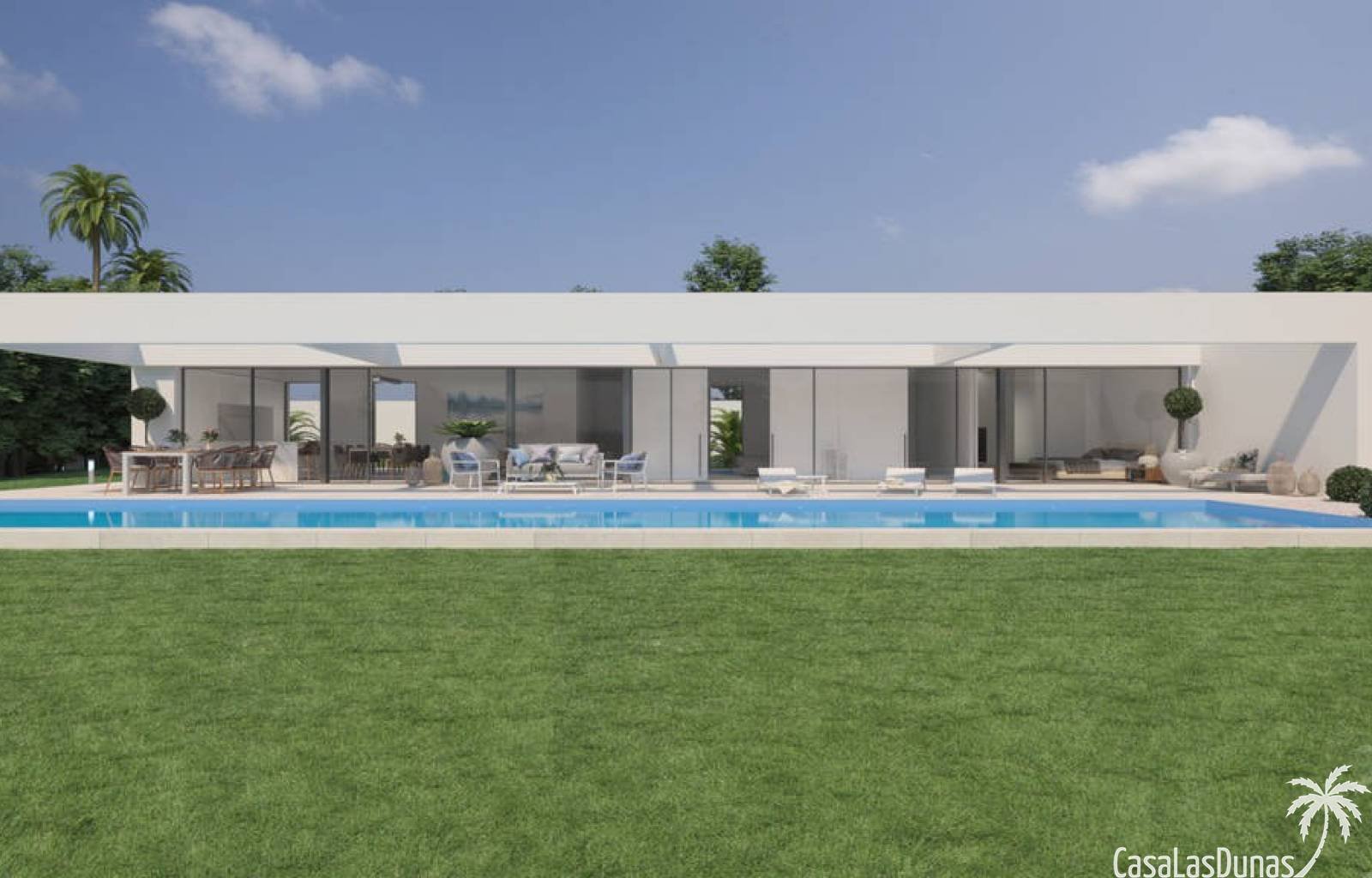 Neue Designervilla im Las Ramblas Golf Club in Villa Martín, einer der schönsten Gegenden von Orihuela Costa! Diese Luxusvilla befindet sich in einer