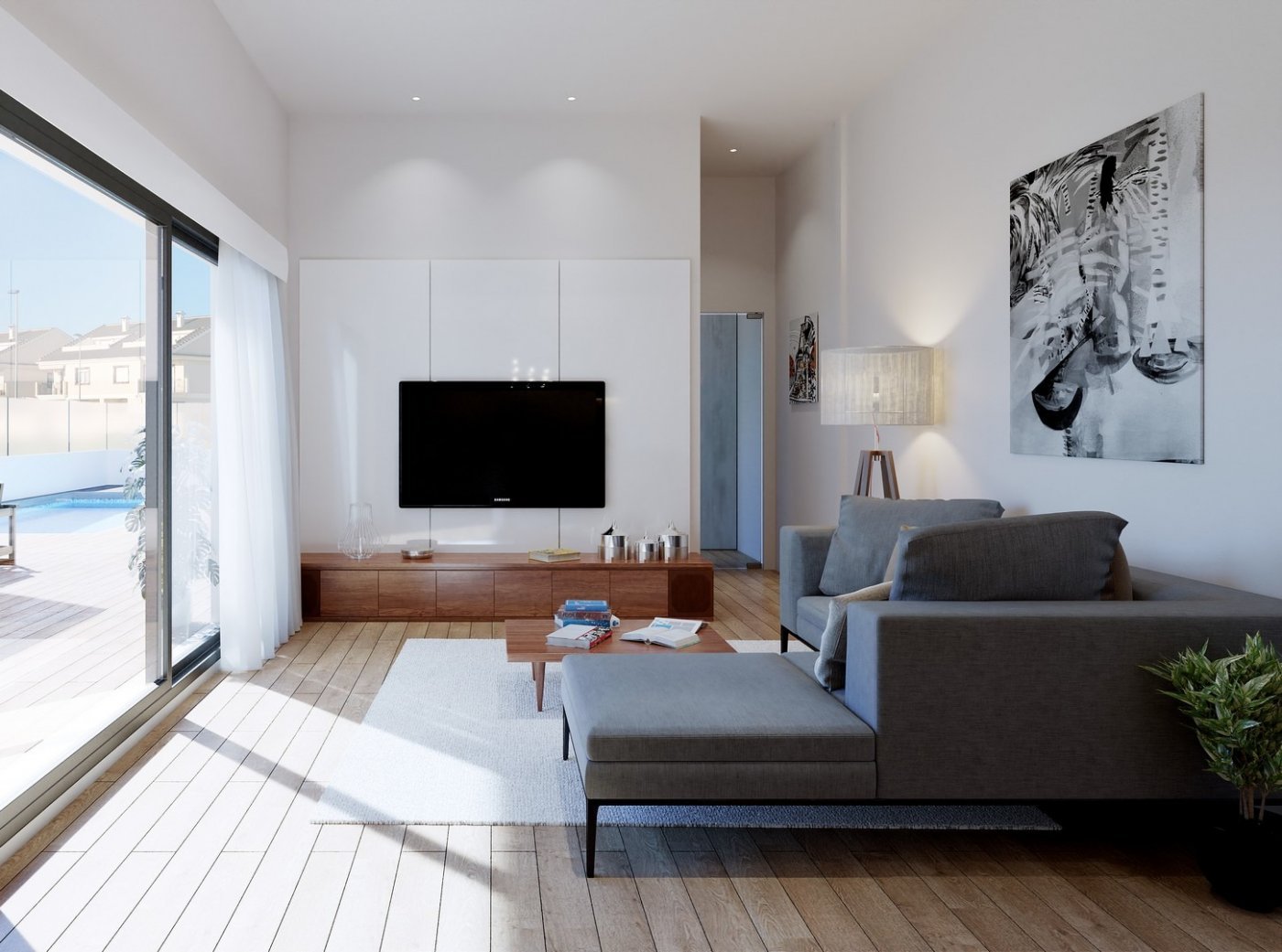 NEU GEBAUTE STADTHÄUSER IN SAN JAVIER
 Neubau-Luxuskomplex mit 24 einstöckigen oder zweistöckigen Villen mit privatem Pool, Terrassenber