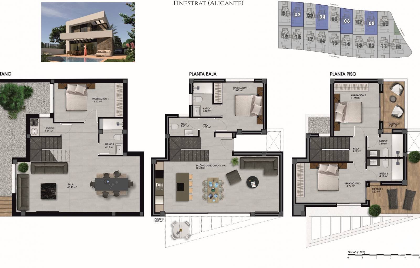 Neuentwicklung von 19 unabhängigen Luxusvillen mit großem Grundstück (+300 m2), privatem Swimmingpool, Süd-/Südwestausrichtung, sorgfältiger Innenarc