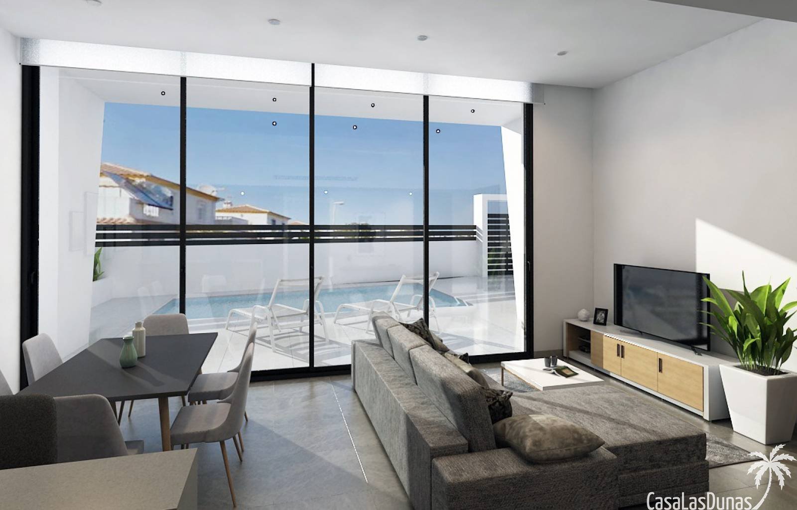 Am Rande des Salzsees von Torrevieja, in einer gewachsenen Wohngegend, finden wir dieses neue Projekt aus 4 individuellen Villen. Die Häuser sind mit