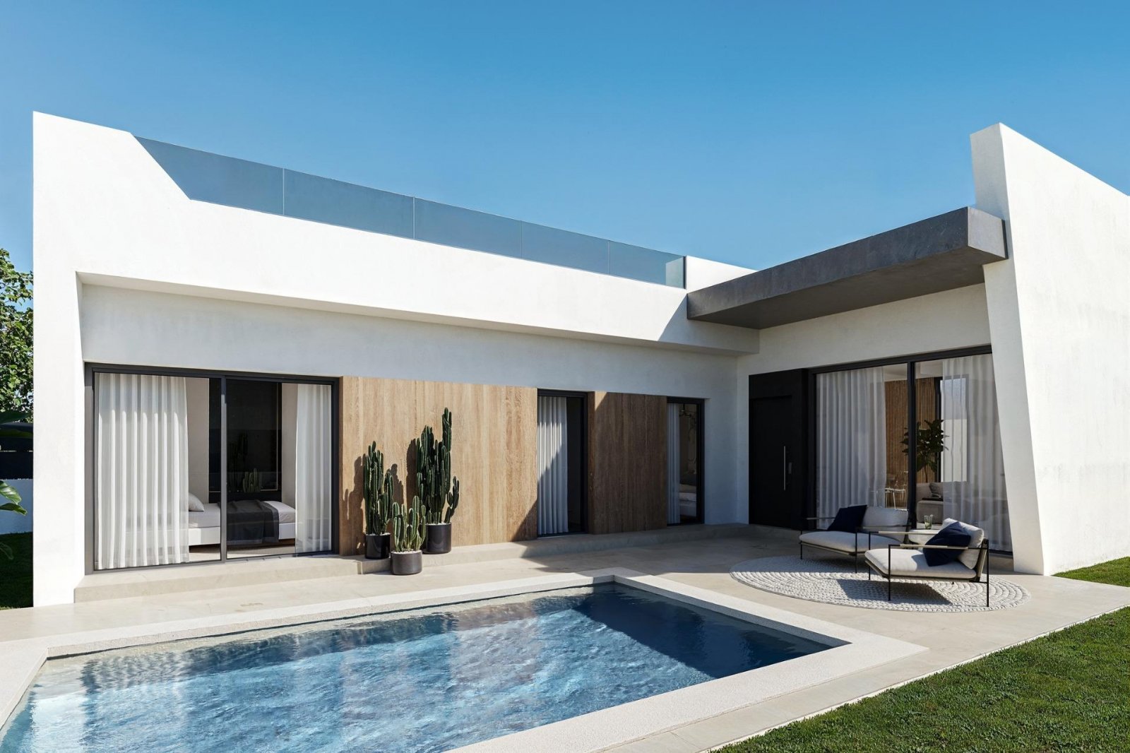 NEU GEBAUT VILLA IN SAN MIGUEL DE SALINAS - mit privatem Garten und Pool.
Diese moderne 107m2 Villa ist über eine Etage gebaut und beste