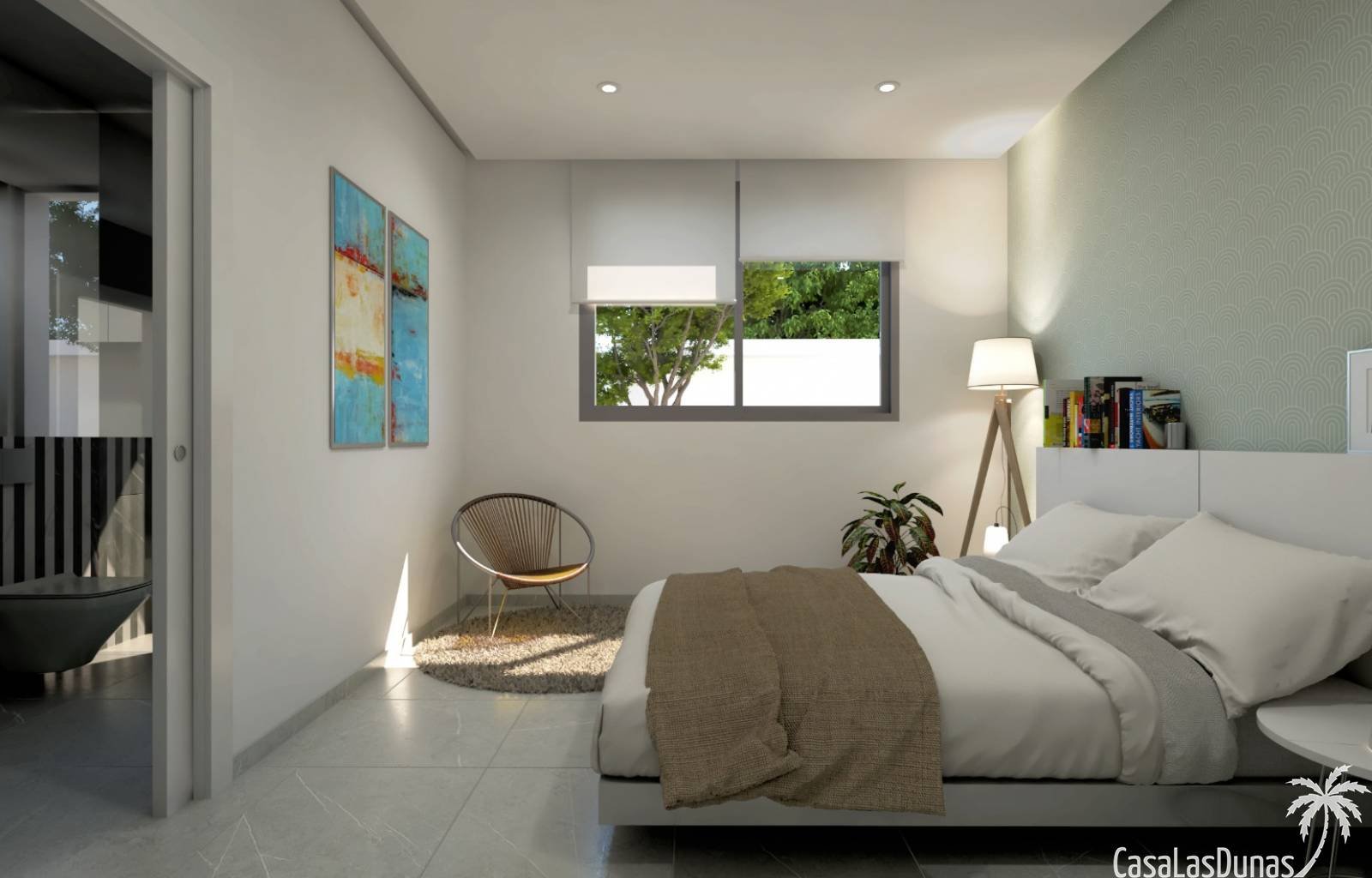 Das architektonische Profil des Daches mit einfachen, aber ausdrucksstarken Linien beherbergt die Sonnenkollektoren, die das Haus mit Energie versorg