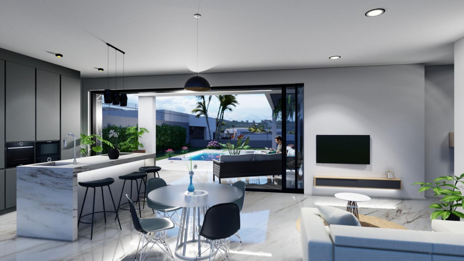 WUNDERSCHÖNE NEU GEBAUTE VILLEN IM LA FINCA GOLF RESORT, ALGORFA
Diese wunderschönen 122m2 Villen sind auf einem großen Grundstück von 4