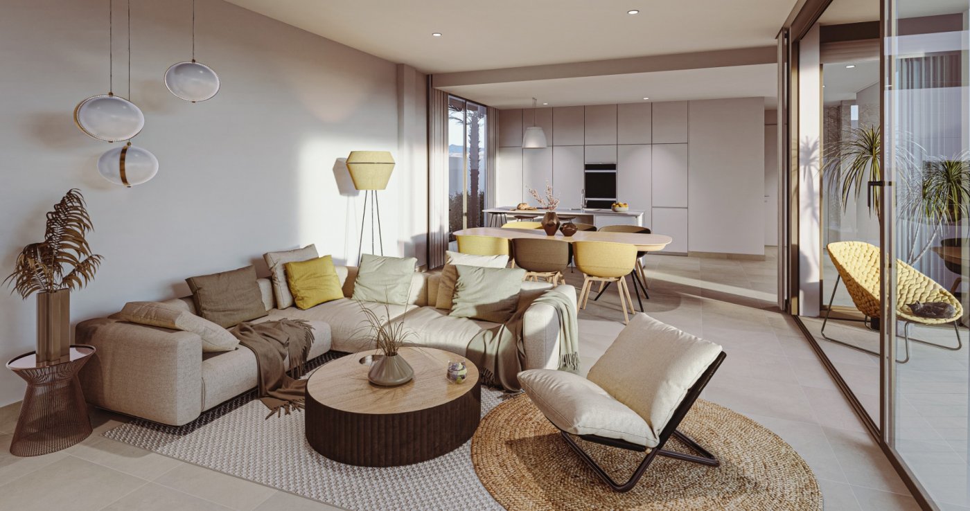 NEU GEBAUTE VILLEN IN MAR DE CRISTAL -  
 
Fabelhafte einstöckige Villa mit 3 Schlafzimmern, 2 Bädern, privater Sonnenterrasse, Schwimmba