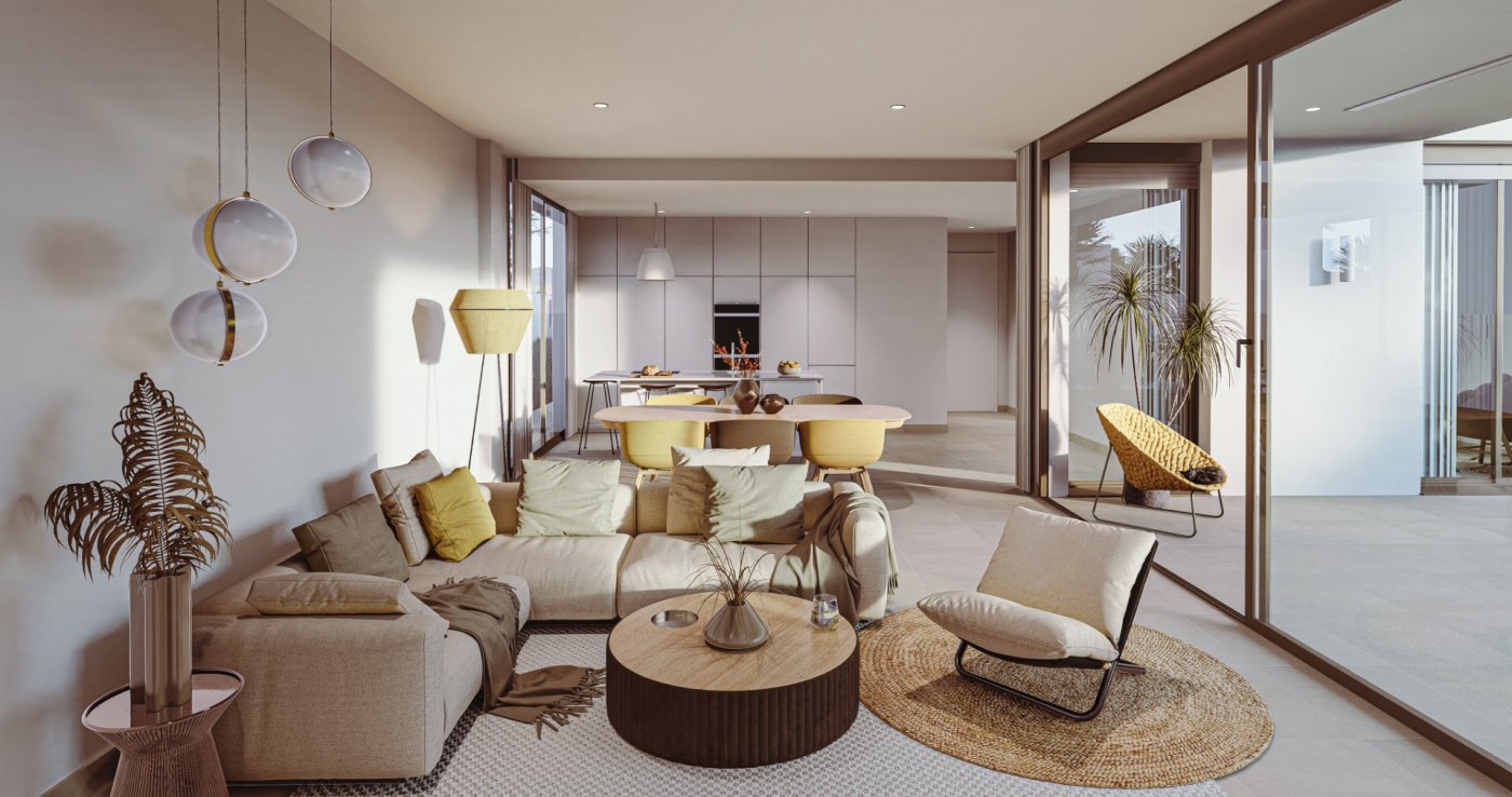 NEU GEBAUTE VILLEN IN MAR DE CRISTAL -  
 
Fabelhafte einstöckige Villa mit 3 Schlafzimmern, 2 Bädern, privater Sonnenterrasse, Schwimmba