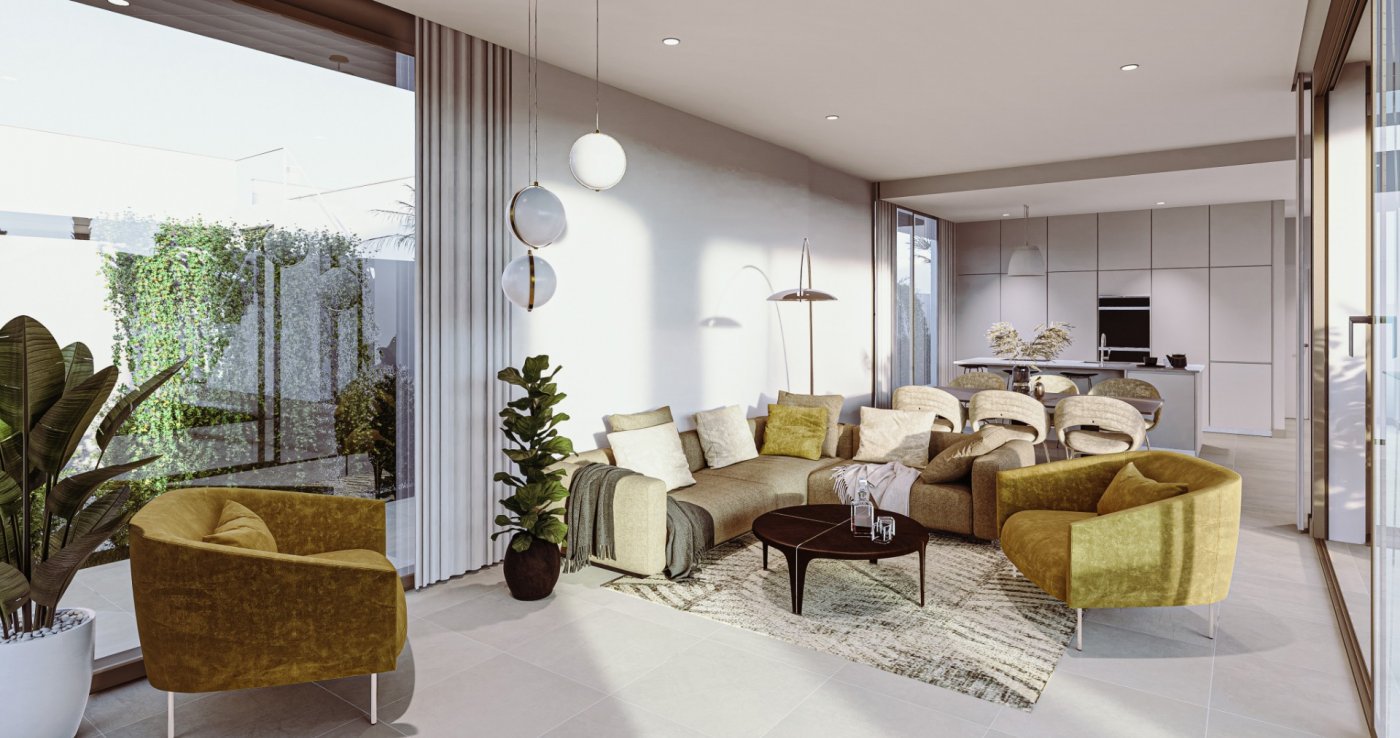 NEU GEBAUTE VILLEN IN MAR DE CRISTAL -  
 
Fabelhafte einstöckige Villa mit 3 Schlafzimmern, 2 Bädern, privater Sonnenterrasse, Schwimmba