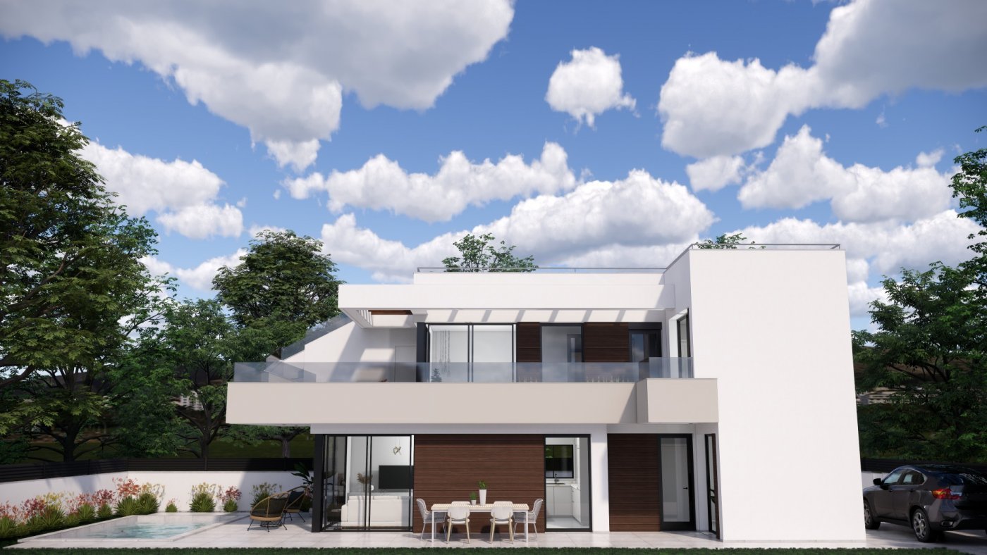 EXKLUSIVE VILLA IN PILAR DE LA HORADADA am Lo Romero Golfplatz.
 
Diese neue 126m2 Süd-Ost-Villa besteht aus 3 Schlafzimmern (mit Einbaus