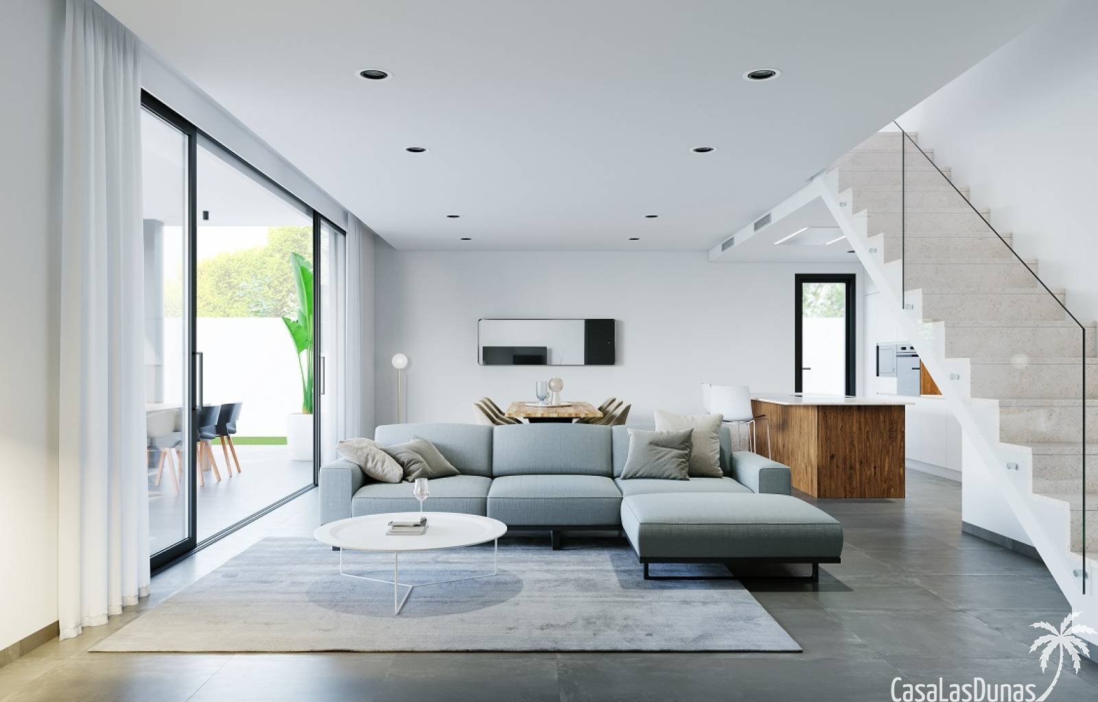 Diese Villen verfügen über ein helles und geräumiges Wohnzimmer mit offener Küche, die mit allen Geräten ausgestattet ist. Die Badezimmer sind komple