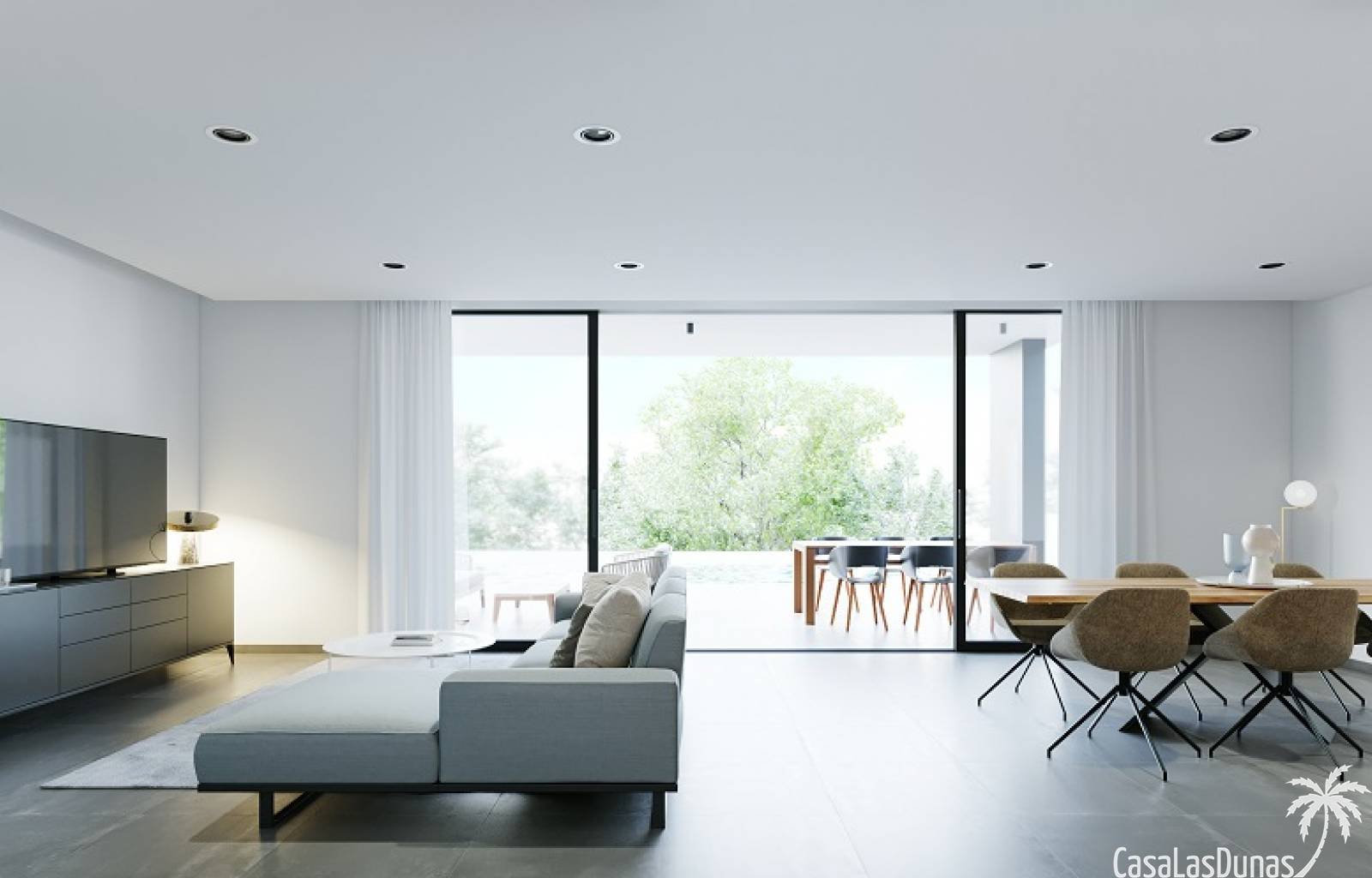 Diese Villen verfügen über ein helles und geräumiges Wohnzimmer mit offener Küche, die mit allen Geräten ausgestattet ist. Die Badezimmer sind komple