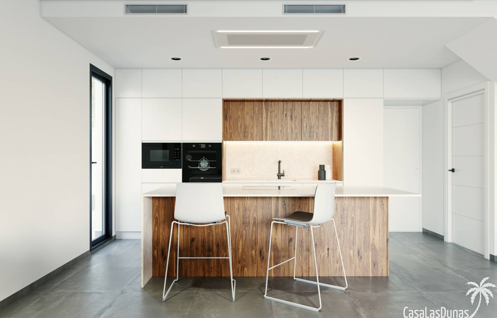 Diese Villen verfügen über ein helles und geräumiges Wohnzimmer mit offener Küche, die mit allen Geräten ausgestattet ist. Die Badezimmer sind komple