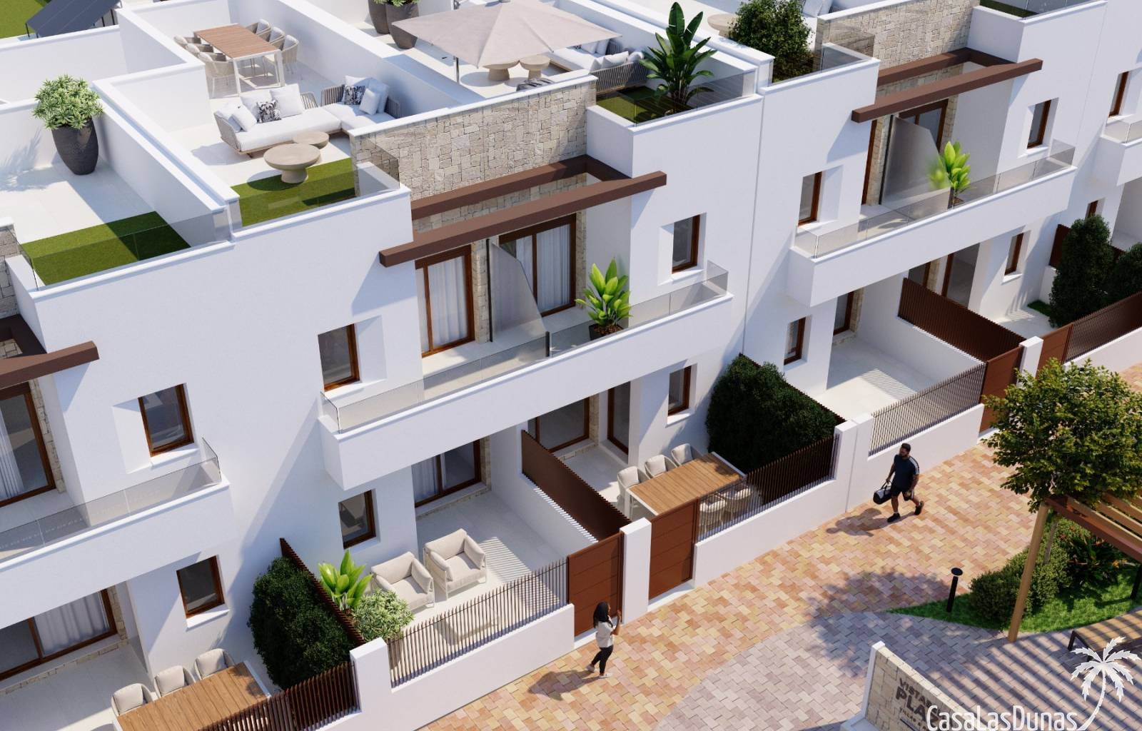 Im Vistabella Golf Resort wird derzeit am nächsten Neubau gearbeitet, der aus einstöckigen Reihenhäusern mit 2 Schlafzimmern (CLD-2916NB), zweistöcki