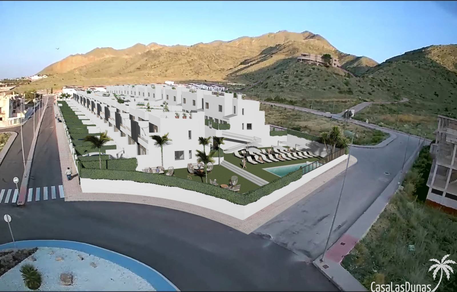  Am Fuße der Sierra de Callosa finden wir diese 44 modernen Doppelhaushälften. Alle Häuser nutzen einen gemeinschaftlichen Swimmingpool und Spielplatz