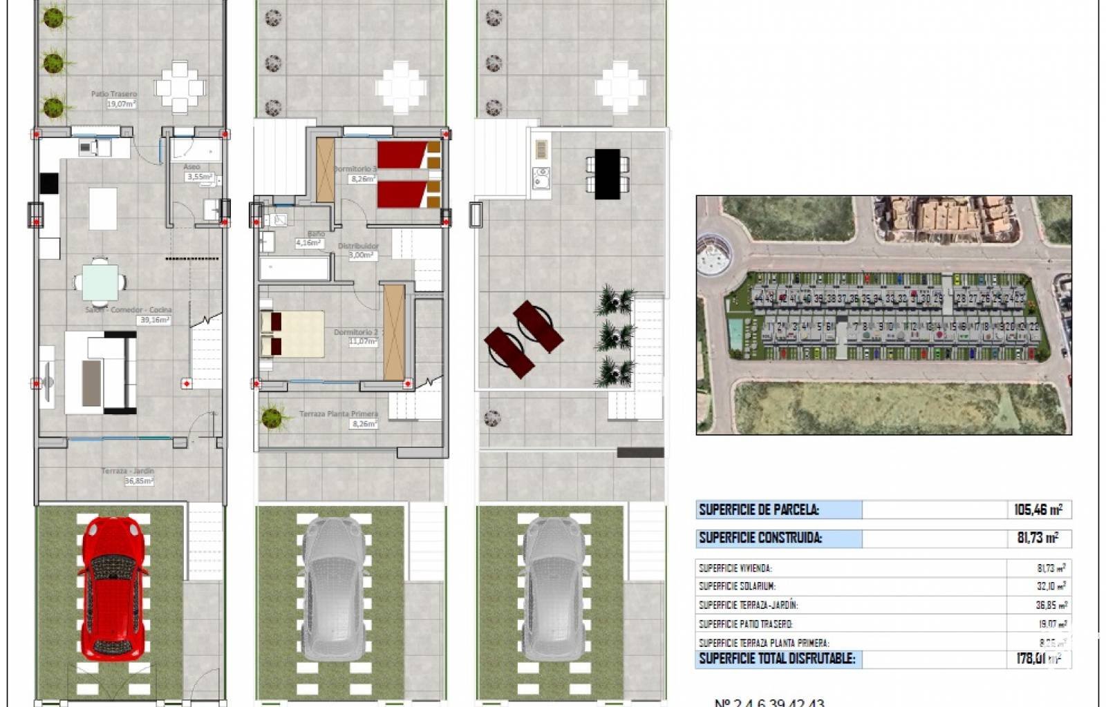  Am Fuße der Sierra de Callosa finden wir diese 44 modernen Doppelhaushälften. Alle Häuser nutzen einen gemeinschaftlichen Swimmingpool und Spielplatz