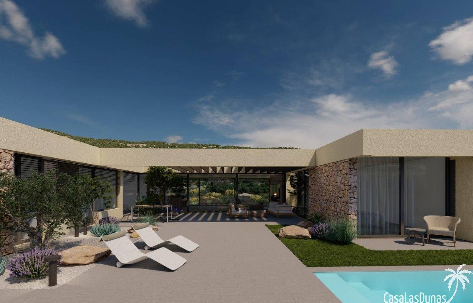 San Javier:  Diese Luxusvilla wurde entworfen, um sich in die Gemeinschaft und die erstaunlichen bepflanzten Bereiche, die die Villa umgeben, einzufügen. In diese 