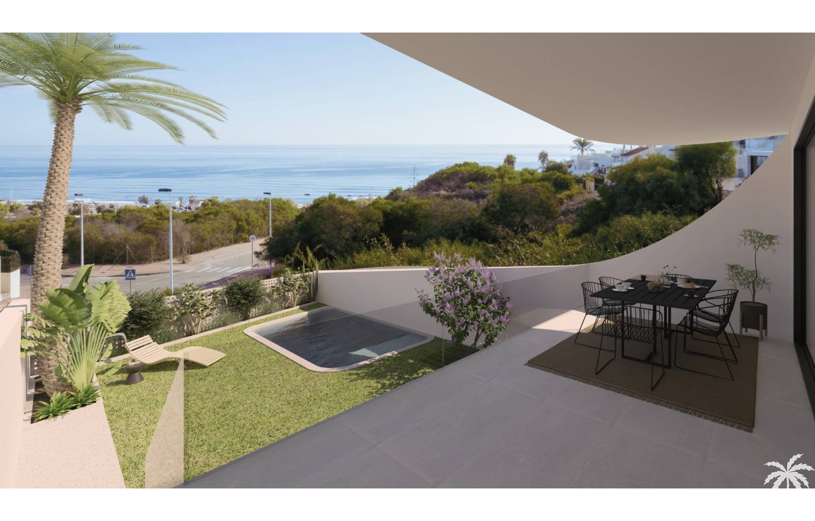  Dieses großartige Projekt bietet Apartments mit Garten oder Dachterrasse, mit 2 Schlafzimmern und 2 Bädern, mit Gemeinschaftspool und Privatparkplatz