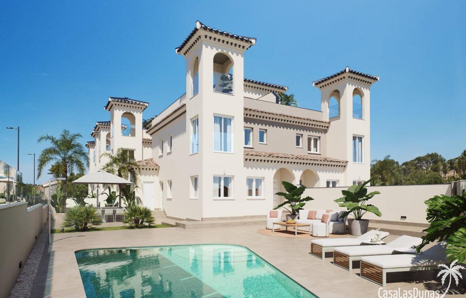 Bigastro:  In dem relativ unbekannten Dorf Bigastro werden diese neuen Doppelhaushälften gebaut. Die geräumigen Häuser verfügen über nicht weniger als 4 Schlafz 