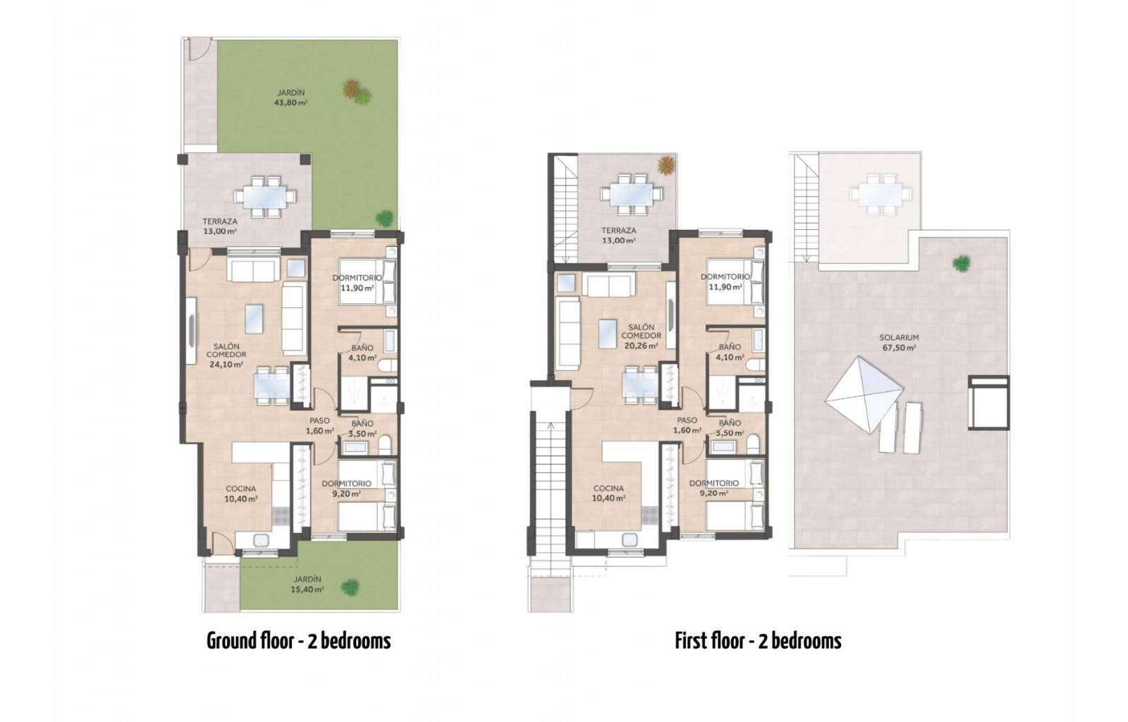 Diese elegante, neu gebaute Dachgeschosswohnung befindet sich im ruhigen und grünen Viertel La Cañada, etwas außerhalb des geschäftigen Dorfzentrums
