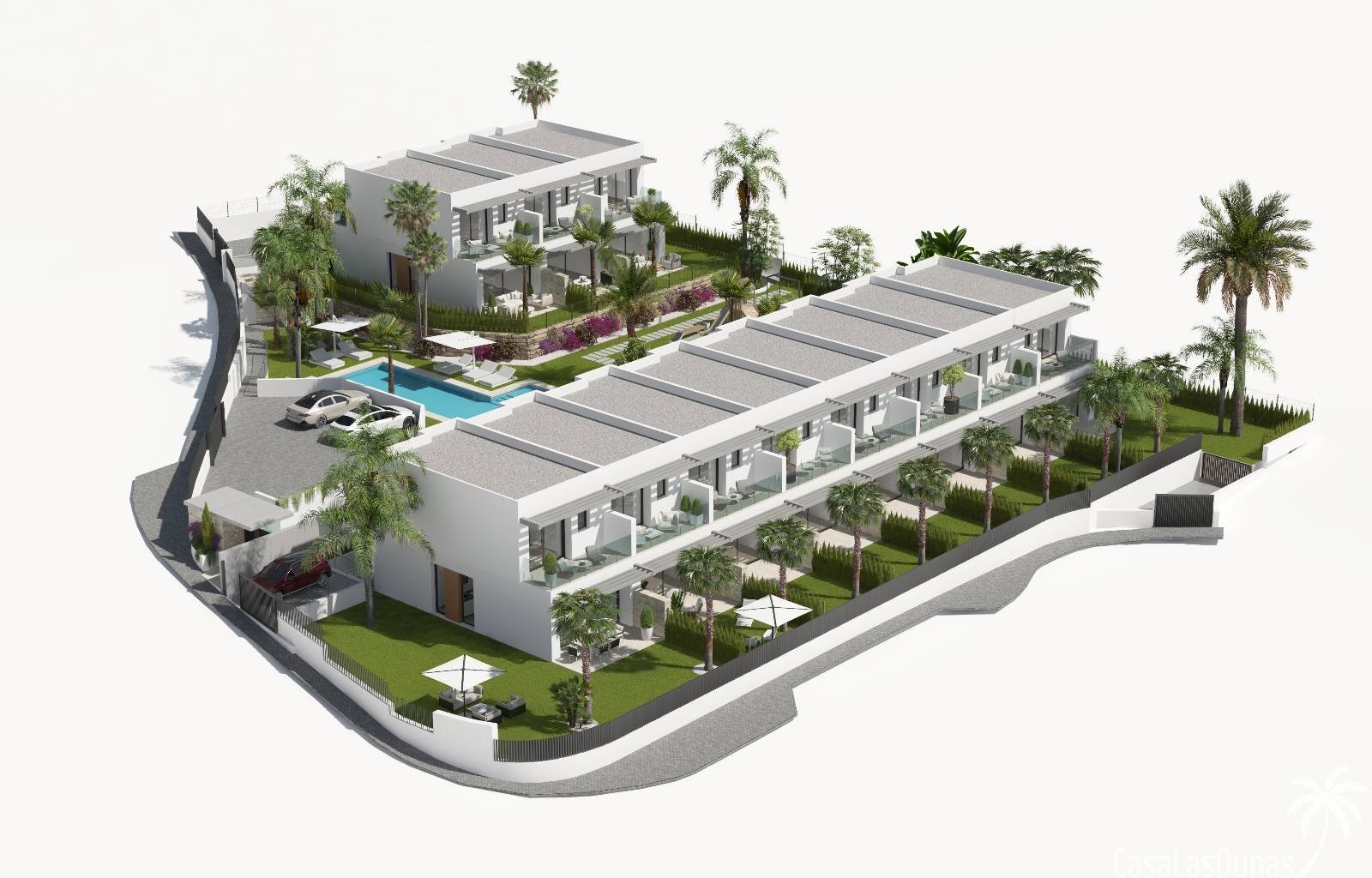 In der lebhaften Gegend von Finestrat, in der Nähe von Benidorm, befindet sich dieser brandneue Komplex. Die großzügigen Reihenhäuser verfügen über 3