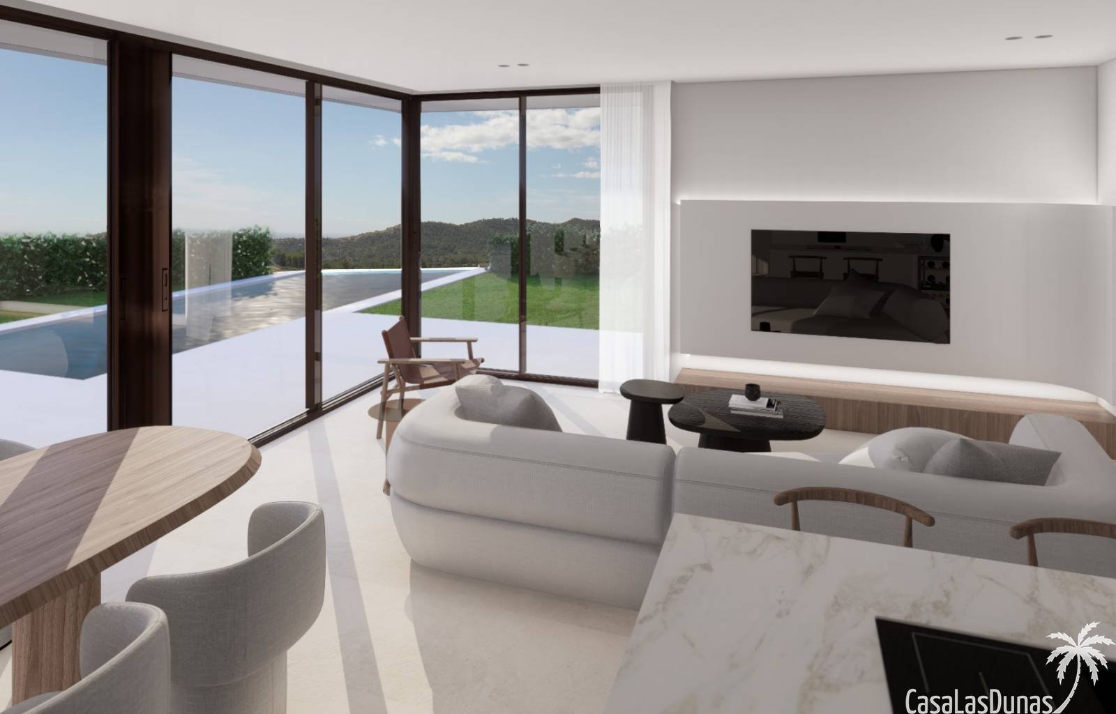 Diese prächtigen modernen Villen mit Blick auf die Bucht von Benidorm werden im lebhaften Viertel Finestrat gebaut. Das Standardhaus verfügt über 3 S