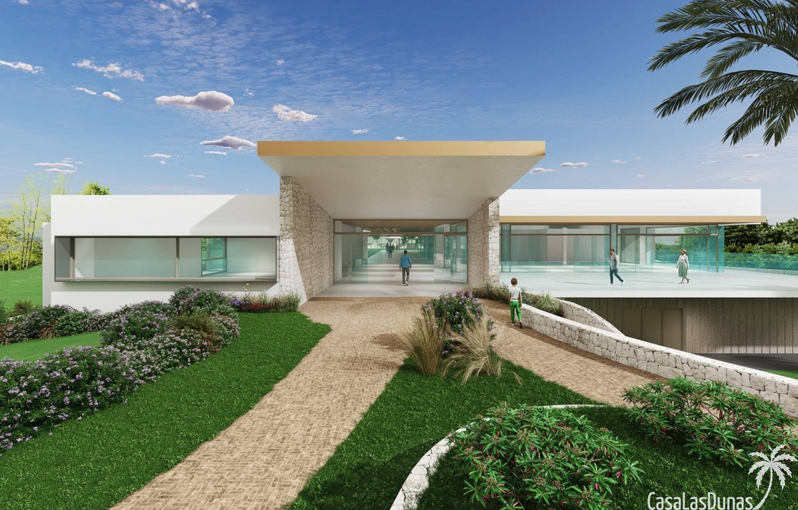 Diese elegante, moderne einstöckige Villa strahlt Ruhe und Luxus aus. Das Haus verfügt über einen geräumigen, offenen Wohn- und Essbereich mit großen