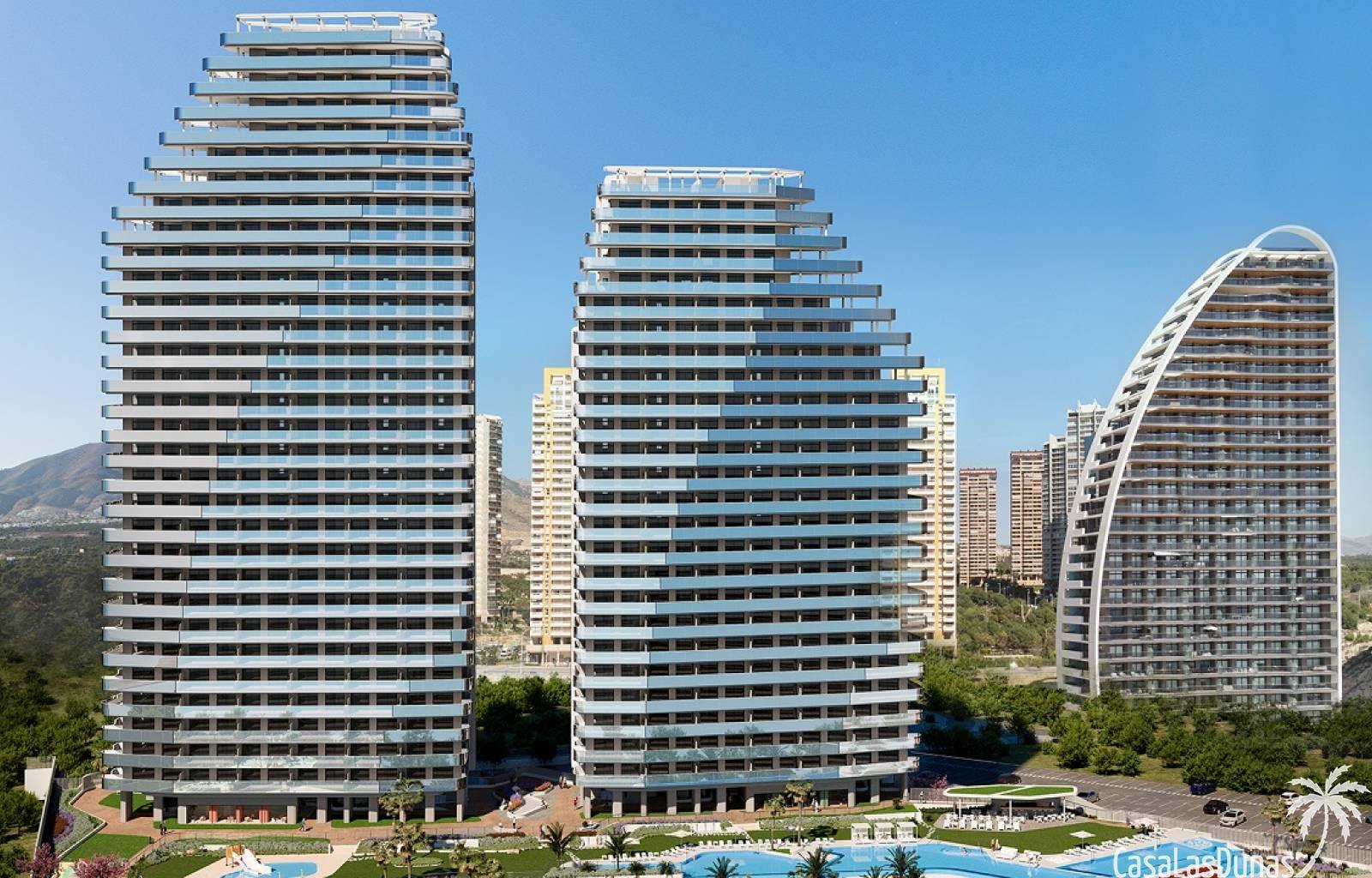  Dieses moderne und schöne Neubauprojekt befindet sich in Benidorm, alle Annehmlichkeiten sind zu Fuß erreichbar. Das Projekt bietet Wohnungen mit 2, 