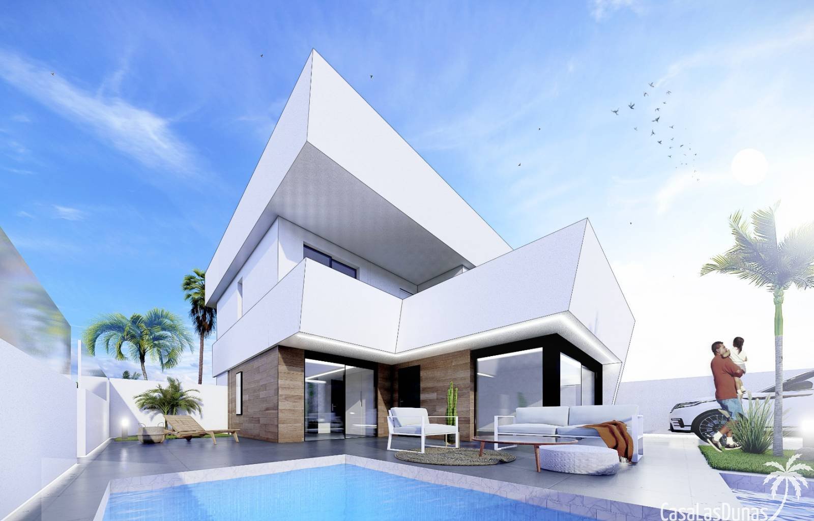  Diese Doppelhaushälften liegen nur 10 Gehminuten vom Strand Mar Menor entfernt. Das Haus ist innen sehr geräumig und verfügt über große Terrassen. Es