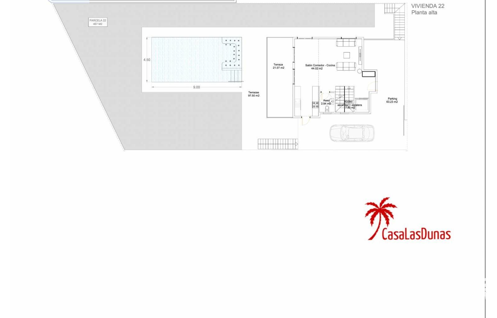  Villen in der ersten Reihe des Golfplatzes La Marquesa, mit Aufzug zu allen Etagen und mit 1 Schlafzimmer, 2 Suiten, 3 Bädern, geräumigem und komfort