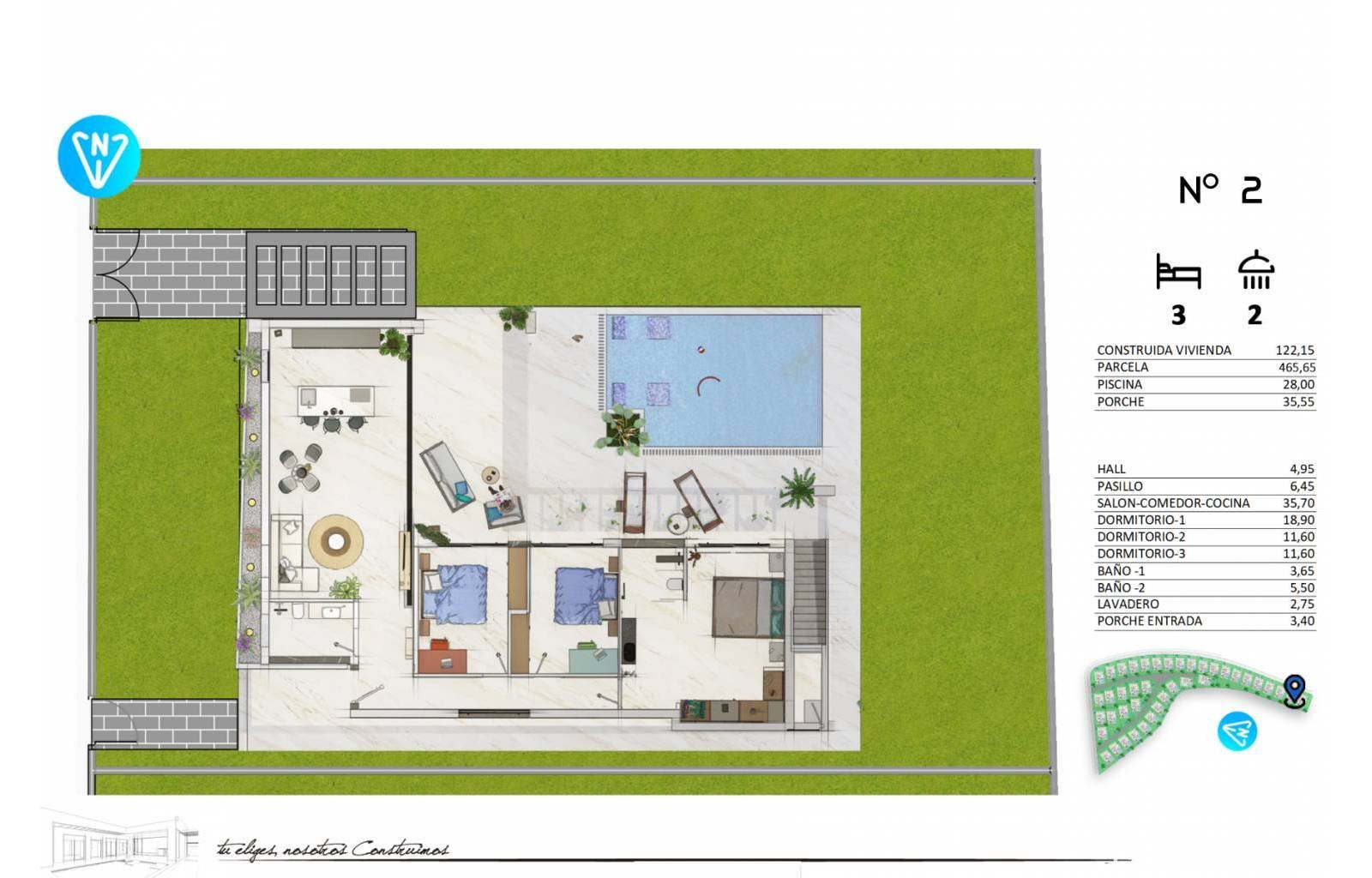  Diese wunderschönen Villen sind mit drei oder vier Schlafzimmern und zwei oder drei Badezimmern verfügbar. Die Oasis-Villen sind auf großen privaten 