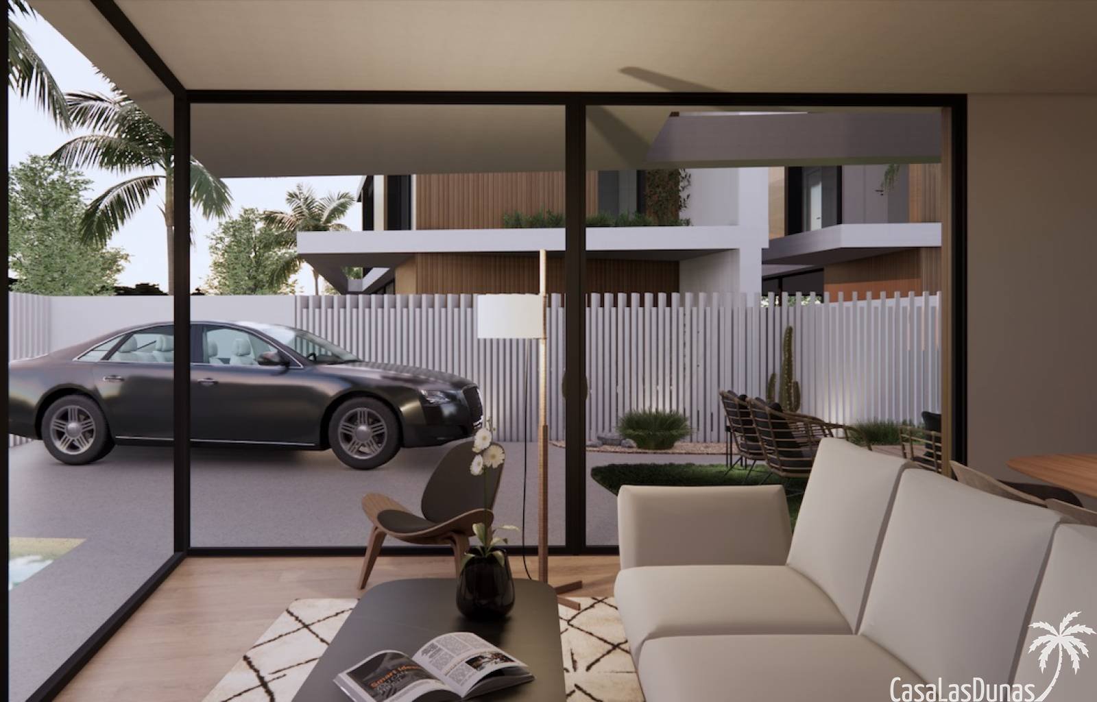  Die Luxusvillen in Torre de la Horadada liegen in Strandnähe. Diese modern aussehenden Villen haben zwei Etagen, drei Schlafzimmer und drei Badezimme