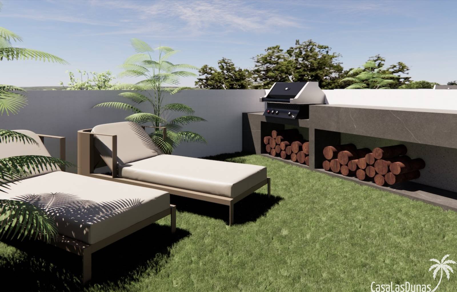  Die Luxusvillen in Torre de la Horadada liegen in Strandnähe. Diese modern aussehenden Villen haben zwei Etagen, drei Schlafzimmer und drei Badezimme