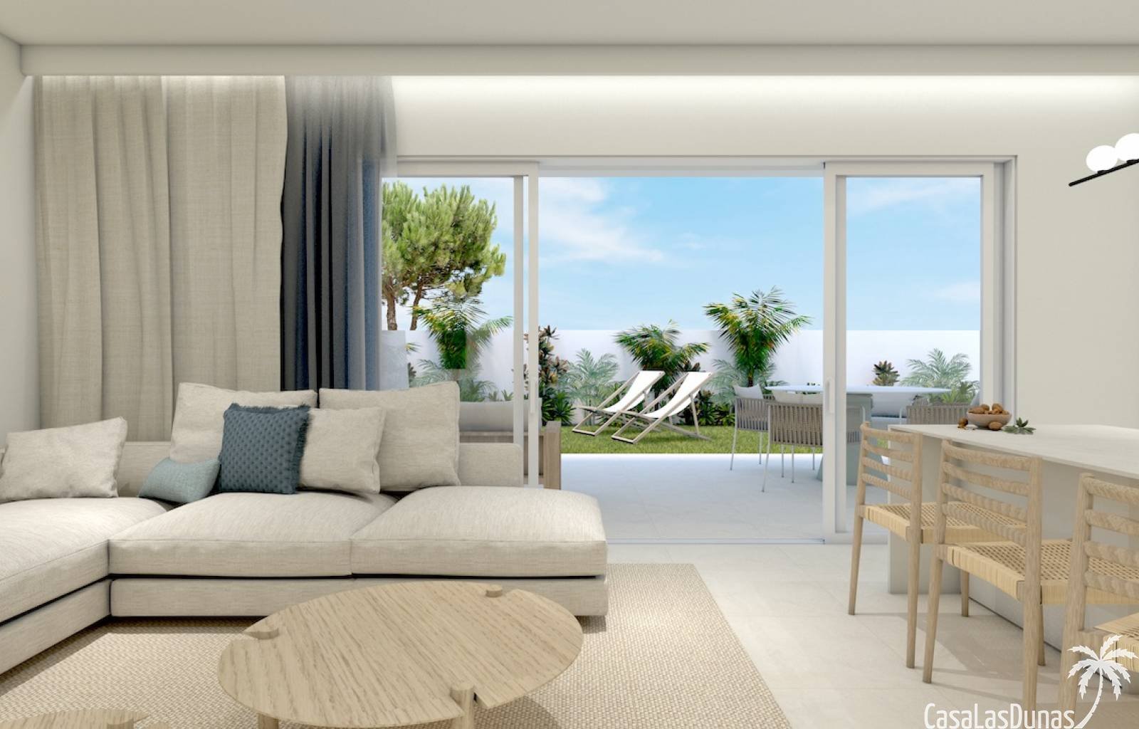  Im Erdgeschoss befinden sich 2 weitere Wohnungen mit Terrasse, großem Garten und privatem Pool. Diese Apartments verfügen außerdem über 3 Schlafzimme