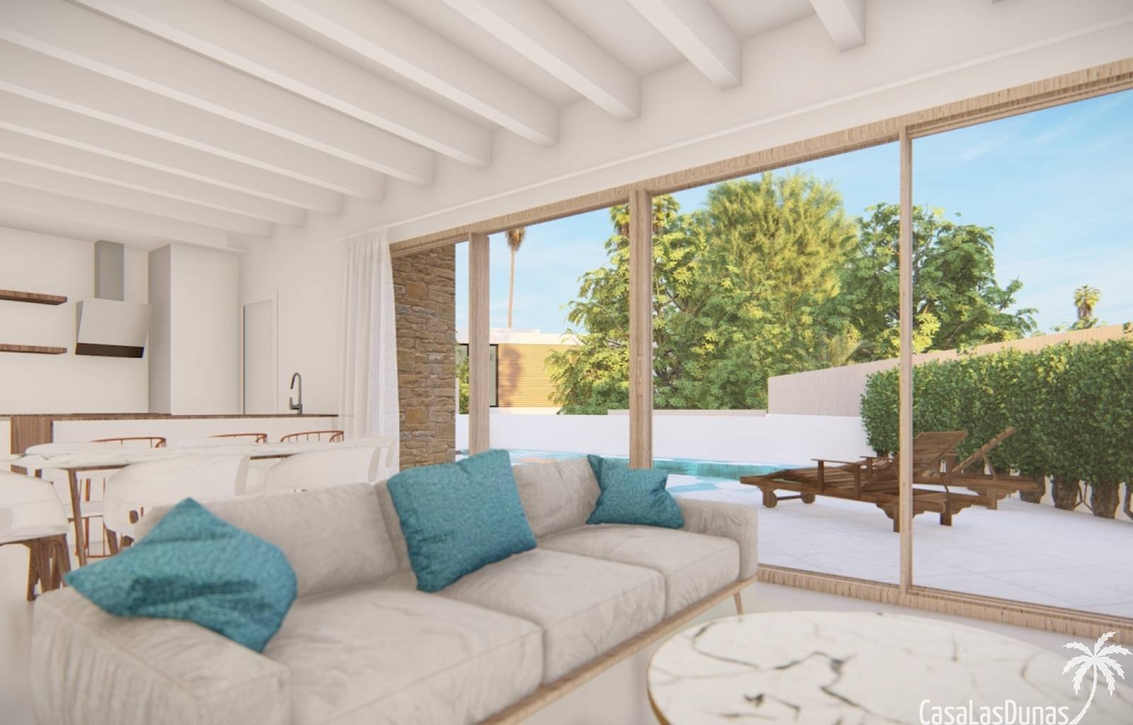  Dieses Projekt bietet fünf verschiedene Häuser, die gebaut wurden, um die spanische Sonne zu nutzen. Für Villen im Ibiza-Stil stehen drei Hauptmodell