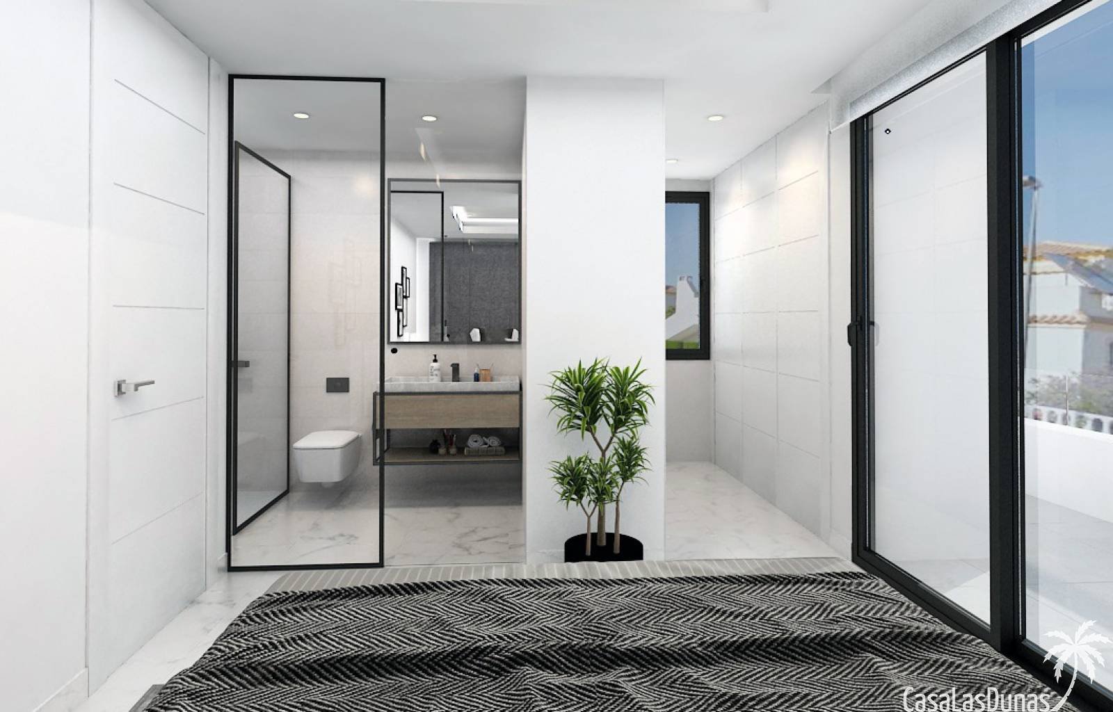  Am Rande des Salzsees von Torrevieja, in einer gewachsenen Wohngegend, finden wir dieses neue Projekt aus 4 individuellen Villen. Die Häuser sind mit