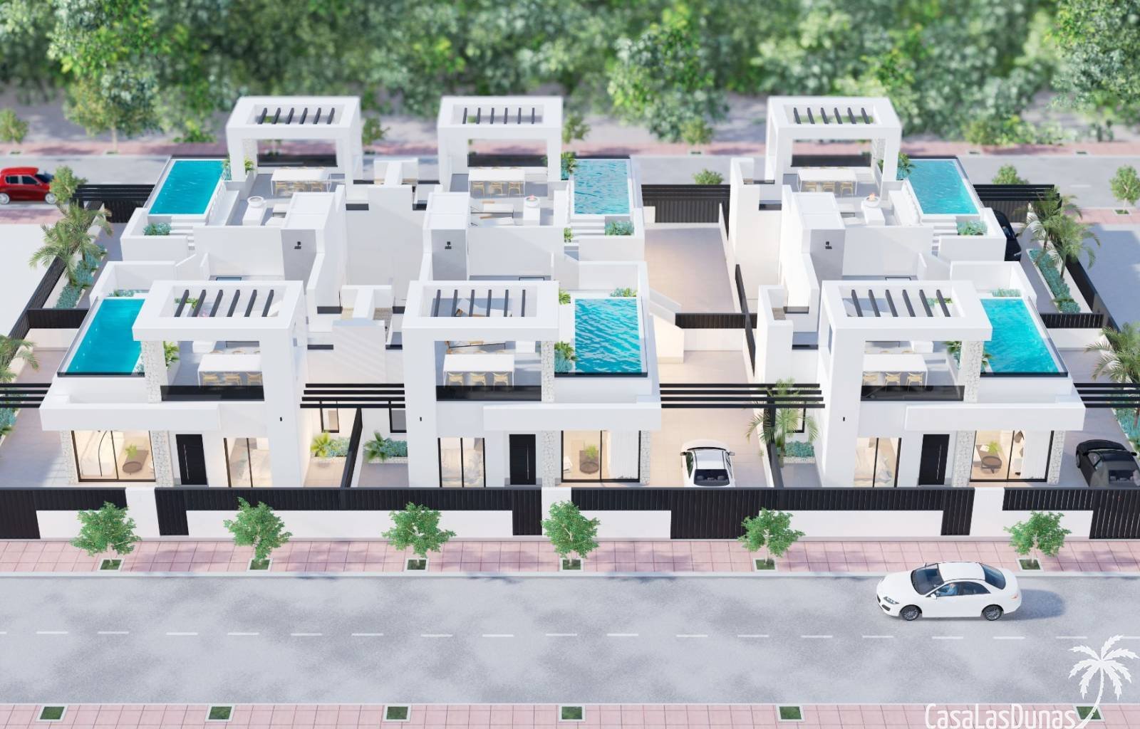  Im paradiesischen Santa Rosalia Resort entstehen 6 Villen mit jeweils 3 Schlafzimmern und 2 Bädern. Im Außenbereich finden Sie eine großzügige Terras