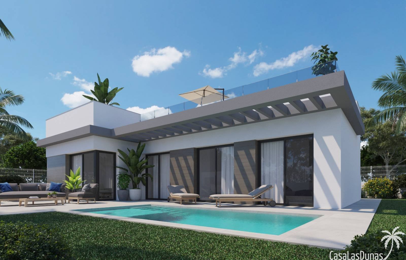  Wunderschöne moderne Villen in Polop an der Costa Blanca Nord. Die Häuser verfügen über 3 Doppelzimmer, zwei davon mit eingebauten Designerschränken,