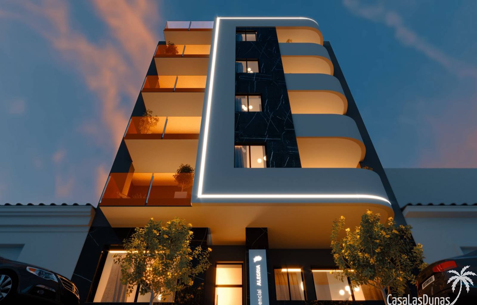  Dieser Apartmentkomplex liegt nur 3 Gehminuten vom nächsten Strand in Torrevieja entfernt. Die Häuser verfügen über 2 Schlafzimmer und 2 Badezimmer. 