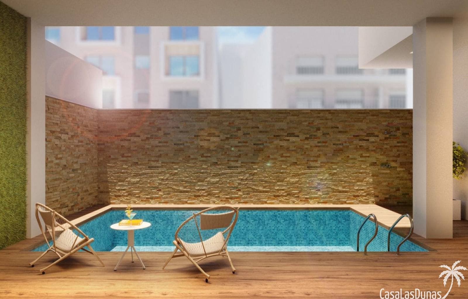  Dieser Apartmentkomplex liegt nur 3 Gehminuten vom nächsten Strand in Torrevieja entfernt. Die Häuser verfügen über 2 Schlafzimmer und 2 Badezimmer. 