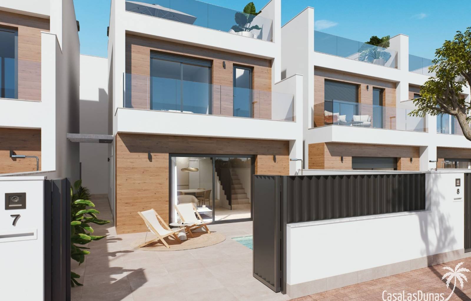  Diese wunderschönen freistehenden Villen und Stadthäuser werden an der Costa Calida in San Pedro del Pinatar gebaut. Die Häuser verfügen alle über 3 