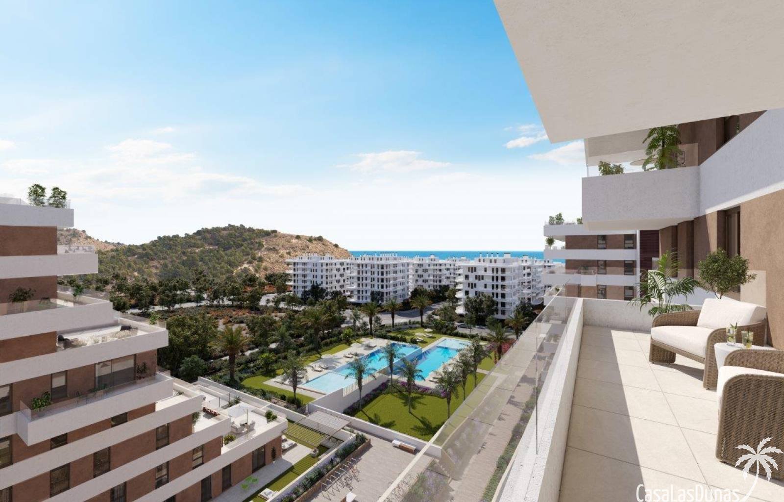  Neubau-Apartmentkomplex in Villayojosa, nur 450 Meter vom Meer entfernt. Moderne Apartments mit 2 und 3 Schlafzimmern, offener Küche mit Wohnzimmer, 