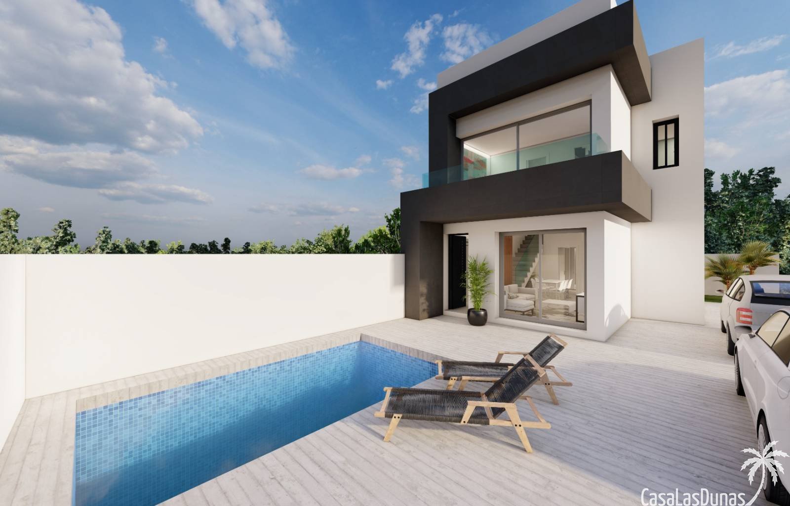  Dieses neue Projekt wird 5 einzelne Villen mit jeweils 3 Schlafzimmern und 3 Bädern umfassen. Das Haus erstreckt sich über zwei Etagen, wobei sich ei