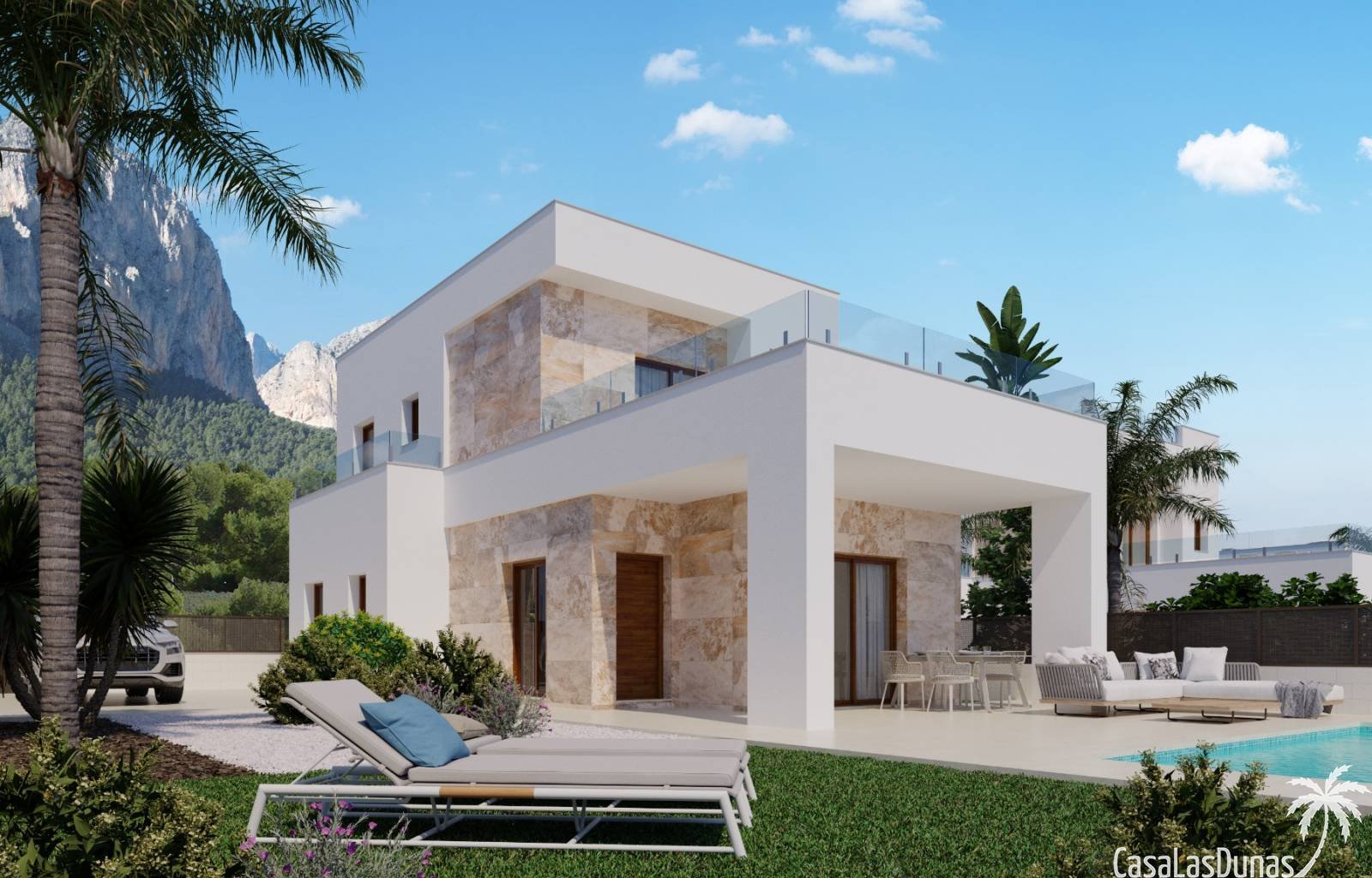  Diese freistehenden Villen in Polop an der Costa Blanca Nord verfügen über 3 Schlafzimmer, 3 Badezimmer, einen privaten Pool und Parkplätze auf dem G