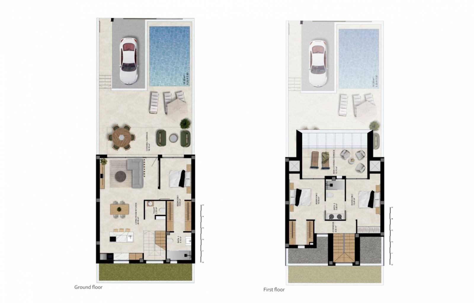  Diese modernen Doppelhaushälften entstehen im charmanten spanischen Dorf Dolores in der Region Alicante. Die Häuser bieten einen unverbauten Blick au